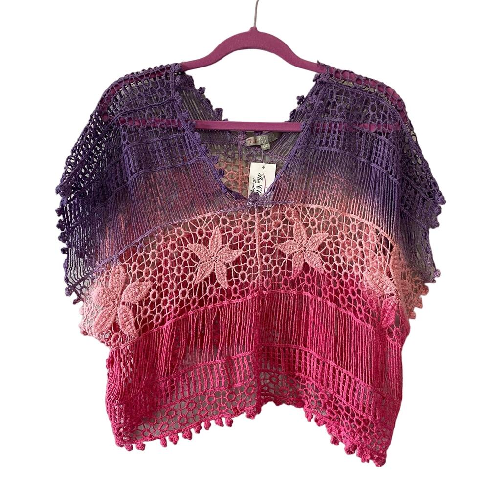 Solemio Crochet Cropped Top Size S/M Fairy Beachy Whimsy